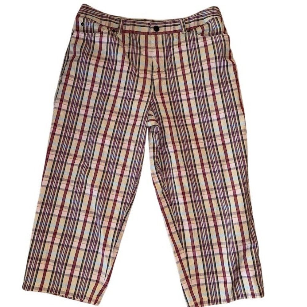 Kate Hill Capri Pants Petite 6P Plaid Straight Leg Cropped preppy clam digger